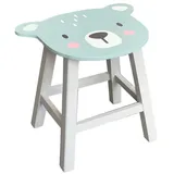 Mojawo Kinderhocker Stuhl Holzstuhl Bär Holz B29xL22xH20cm
