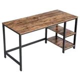 VASAGLE Boxxx Schreibtisch Braun, Schwarz, Metall, Holzwerkstoff, vintage, rechteckig, eckig, Flachrohr, 60x75x140 cm, Stauraum, seitenverkehrt montierbar, Arbeitszimmer, Schreibtische, Bürotische