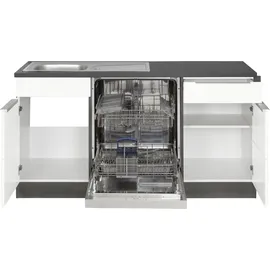 kochstation Winkelküche L-Form KS-Brindisi 220 cm weiß hochglanz