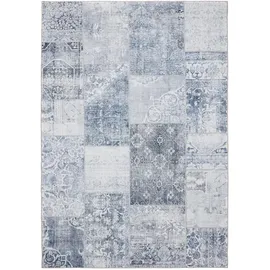 benuta Vintage-Teppich, Blau, Kunststoff, Vintage, Rechteckig, 60x120 cm Oeko-Tex® Standard 100, in verschiedenen Größen erhältlich, rutschfeste Unterfläche, waschbar, Teppiche - Böden, Teppiche, Vintage-Teppiche
