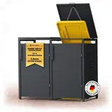 MUVELL Mülltonnenbox 2er Set 120l / 240l Mülltonnenverkleidung wetterfest ALEX (MTB2A - Outdoor Schrank wetterfest, 2 St., Mülltonnengehäuse), feuerverzinkt, pulverbeschichtet, rost- & UV-, korrosionsbeständig grau 132 cm x 116 cm x 80 cm