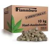 10 kg FLAMMBURO Anzündwolle, Kaminanzünder, Ofenanzünder - Holzfreie Anzünder aus Hanffasern - Noch nachhaltiger - 100% nachwachsende und pflanzliche Rohstoffe (10kg-Vorratskarton)