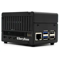 BerryBase Gehäuse für Raspberry Pi 5, für NVMe HATs, eloxiertes Aluminium, sandgestrahlt, schwarz