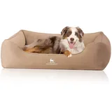 Knuffelwuff orthopädisches Hundebett Jona Samt XXL Camel | Memory Foam | Bezug abnehmbar waschbar | gelenkschonend wärmend langlebig | für kleine mittelgroße große Hunde