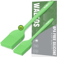 Walfos Silikon-Backpinsel, hitzebeständiges Backpinsel-Set, starker Stahlkern und einteiliges Design, perfekt für Grill, Küche, Kochen, BPA-frei und spülmaschinenfest, 2 Stück (Limettengrün)