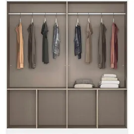 Rauch Möbel Aberdeen, Drehtürenschrank Kleiderschrank, Schrank Garderobe 4-türig, 8 Schubladen, Farbe Weiß/Hochglanz weiß, Griffe Grau metallic, 181x197x54cm