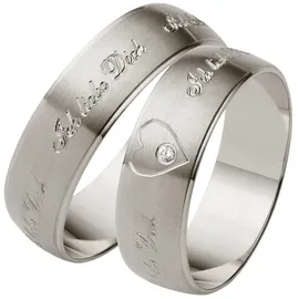 FIRETTI Trauring »Schmuck Geschenk Hochzeit Ehering Trauring "Ich liebe Dich"« Made in Germany, wahlweise mit oder ohne Brillant, 302969-16,5 silberfarben 0,01 SI = kleine Einschlüsse mit Brillant