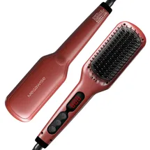 MEGAWISE Pro Keramik-Ionen-Glättbürste – Schnelles Aufheizen in 20 Sekunden, Abschaltautomatik, Verbrühschutz, Doppelspannung, drehbares Netzkabel – Styling im Home-Salon (Tomatenrot)