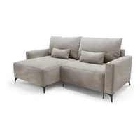 Deine Möbel 24 Wohnlandschaft LOCA L 239 cm breit Ecksofa Sofa Wohnzimmer L-Couch Cord Samt, Beige Creme Grau Hellgrau Anthrazit Schwarz 2 Teile, mit Schlaffunktion Bettfunktion beige