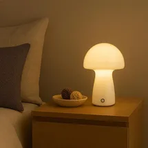Lightbox LED Akku Pilzleuchte, 22 x 16 cm, 250 lm, 2700 K, dimmbar, Glas, weiß - Weiß