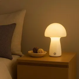 Lightbox LED Akku Pilzleuchte, 22 x 16 cm, 250 lm, 2700 K, dimmbar, Glas, weiß - Weiß