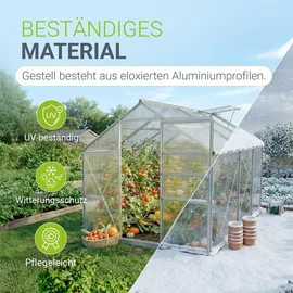 Juskys Gewächshaus Aluminium Grau HKP 4 mm 3,6 m2