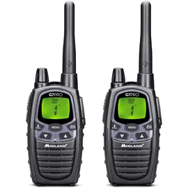Midland G7 Pro PMR+LPD-Funkgerät C1090.13 Robustes Gerät für die Professionelle oder Private Nutzung, mit LCD-Display, inklusive Doppelstandlader und Gürtelclips, 2 Stück im Set