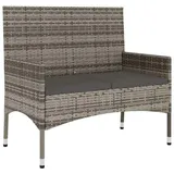 vidaXL Gartenbank 2-Sitzer mit Kissen Grau Poly Rattan