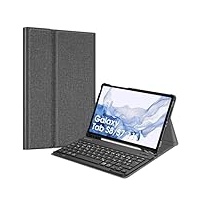 Fintie Tastatur Hülle für Samsung Galaxy Tab S8 11 Zoll 2022 /S7 11 Zoll 2020 Tablet, Keyboard Cover mit Magnetisch Abnehmbarer Deutscher Bluetooth Tastatur, Jeansoptik Dunkelgrau