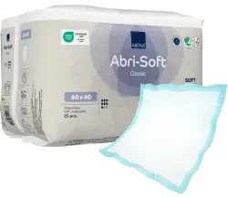 ABENA® Einweg-Unterlage, Flocken Classic, 60 x 60 cm,  blau 04119 , 1 Karton = 4 Packungen à 25 Stück