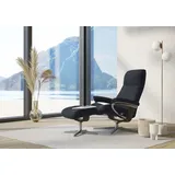 Stressless Stressless® »View«, (Set, Relaxsessel mit Hocker), mit Hocker, mit Cross Base, Größe S, M & L, Holzakzent Wenge, blau