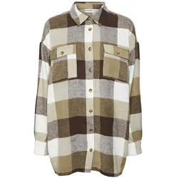 Noisy May Damen Longshirt Hemd NMFLANNY L/S LONG SHACKET Brauncone Eggnog+ Mermaid 27012531 L