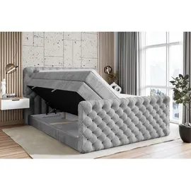 altdecor Boxspringbett BOXI8-Z KING 120 x 200 cm H3/H4 Hellgrau