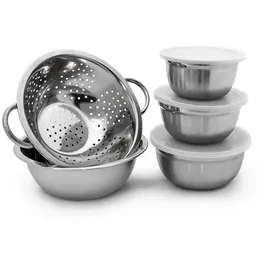 Relaxdays Schüssel Set Edelstahl Silber