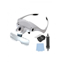 LED-Brille mit Lupe und 5 austauschbaren Dioptrien, ideal auch für Brillenträger geeignet, für Uhrmacher, Schmuck, Nageldesign, Zahntechnik, inklusive Batterien