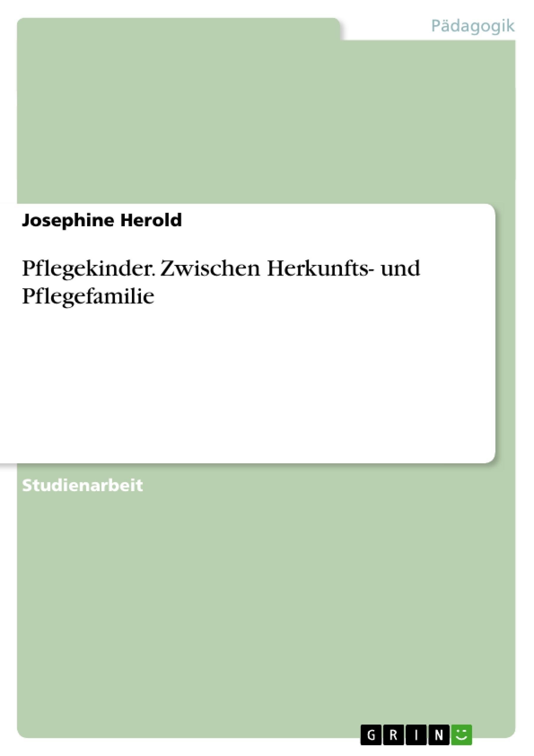 Zwischen Herkunfts- Und Pflegefamilie - Josephine Herold  Kartoniert (TB)