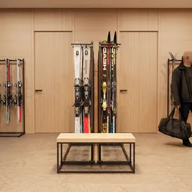 QLS Ski Ständer Freistehend für 10 Paar Skier Organizer Garage Keller Skiverleih