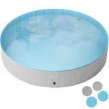 tectake Hundepool, Grau, Blau, Kunststoff, Rund, 160x30x160 cm, Freizeit, Pools und Wasserspaß, Pools