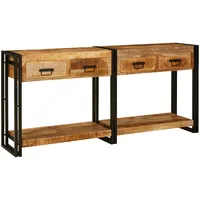 VidaXL Konsolen-Tische 2 pcs Braun Massives, grobes Mangoholz