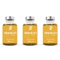 Vitamin D. (5000 IE) 365 Kapseln Vitamin D3 + K2 Hochdosiert Unterstützt Immun Und Knochenfunktion Hohe Konzentration Antioxidantien Antifettiga Weichkapseln Premium (3 Stück)