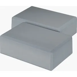 Relaxdays Yogablock 2er Set, Klötze für Übungen, Hartschaum, Rutschfest, Würfel HBT: 8x23x15 cm, Grau