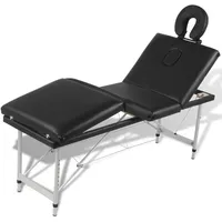 vidaXL Massageliege Klappbar 4-Zonen mit Aluminiumgestell Schwarz