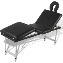 vidaXL Massageliege Klappbar 4-Zonen mit Aluminiumgestell Schwarz
