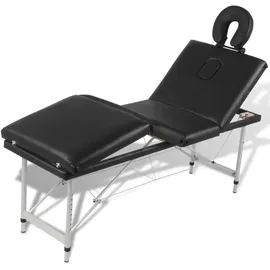 vidaXL Massageliege Klappbar 4-Zonen mit Aluminiumgestell Schwarz