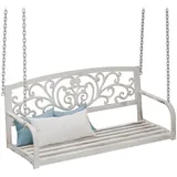 Relaxdays Hängebank, Metall, 2-Sitzer, 133x190x55 cm, Gartenmöbel, Gartenbänke