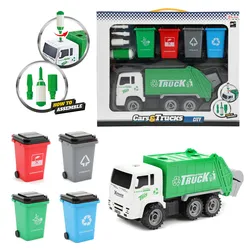 Toi-Toys - Spielzeuglastwagen - Müllwagen mit Mülltonnen