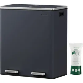 Songmics Mülleimer 2 x 30 Liter, 2 Fächer, Mülltrennsystem, Treteimer, Abfalleimer Küche, 15