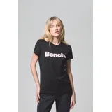 BENCH Kurzarmshirt "LEORA", Damen, Gr. 44, schwarz, Jersey, Obermaterial: 100% Baumwolle, bedruckt, figurbetont, Rundhals, Shirts