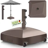 Tillvex® Sonnenschirmständer Gravia Mit Rollen & Bremsen Braun  Schirmständer Befüllbar 37 Liter / 56 Kg  Schirmgewicht Sonnenschirm & Marktschirm Ø 1,8-3,7m  Ampelschirmständer Wetterfest