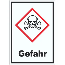 Aufkleber akut toxisch Gefahr Toxizität Totenkopf A5 (148x210mm)
