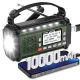 PRUNUS J-924 Digital Radio DAB/DAB+/UKW, Kurbelradio Notfall mit 10000mAh Akku, DAB Radio mit Bluetooth, Notfallradio mit Taschenlampe/SOS Alarm/Handyladefunktion für Ourdoor, Blackout, Notfall.