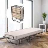 80x190cm Gaestebett Klappbar, Faltbett Mit Matratze Aus Memory-schaum, Klappbett Mit Stahlrahmen, Bis 120kg, Rollbar - Costway