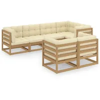 vidaXL 7-tlg Garten-Lounge-Set mit Kissen Kiefer Massivholz Modell 54