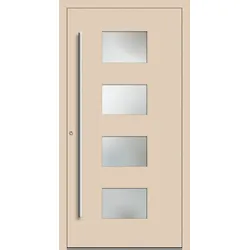 Aluminium Haustür "WILHELMINE" 90 mm RC2 Hellelfenbein RAL 1015 innen öffnend DIN links