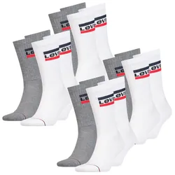 Levis Unisex Sportsocken Regular Cut Sportswear Logo 4er 6er 8er Multipack in 39-42 Weiß / Grau