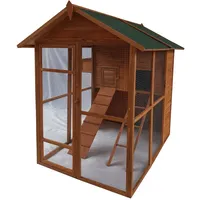 Hti-Living Grosses Hühnerhaus mit Freilaufgehege für 6 - 8 Hühner, Gehege