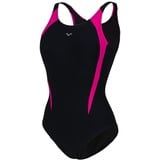 Arena Damen Women's Bodylift Swimsuit Lola U Back Panel Badeanz ge, Black-rose Violet, 40 EU