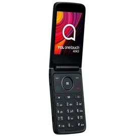 TCL Onetouch 4043 Smartphone, einfach zu bedienen, große Tasten, 4G, Zwei Clip-Displays, Taschenlampe, 1380-mAh-Akku, Bluetooth, Dual-SIM, 3,5-mm-Audioanschluss, mit Ladestation (Grau)