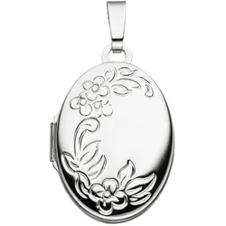 Medallion-Anhänger JOBO "Anhänger Medaillon oval", weiß (weißgold 585), Schmuckanhänger, Damen, Weißgold 585, 585 Weißgold