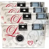 4X 1A PHOTO PORST Einwegkamera Edition Liebe & Love & Herzen, mit Blitz, Batterien und Film (4er Pack, je 27 Aufnahmen)